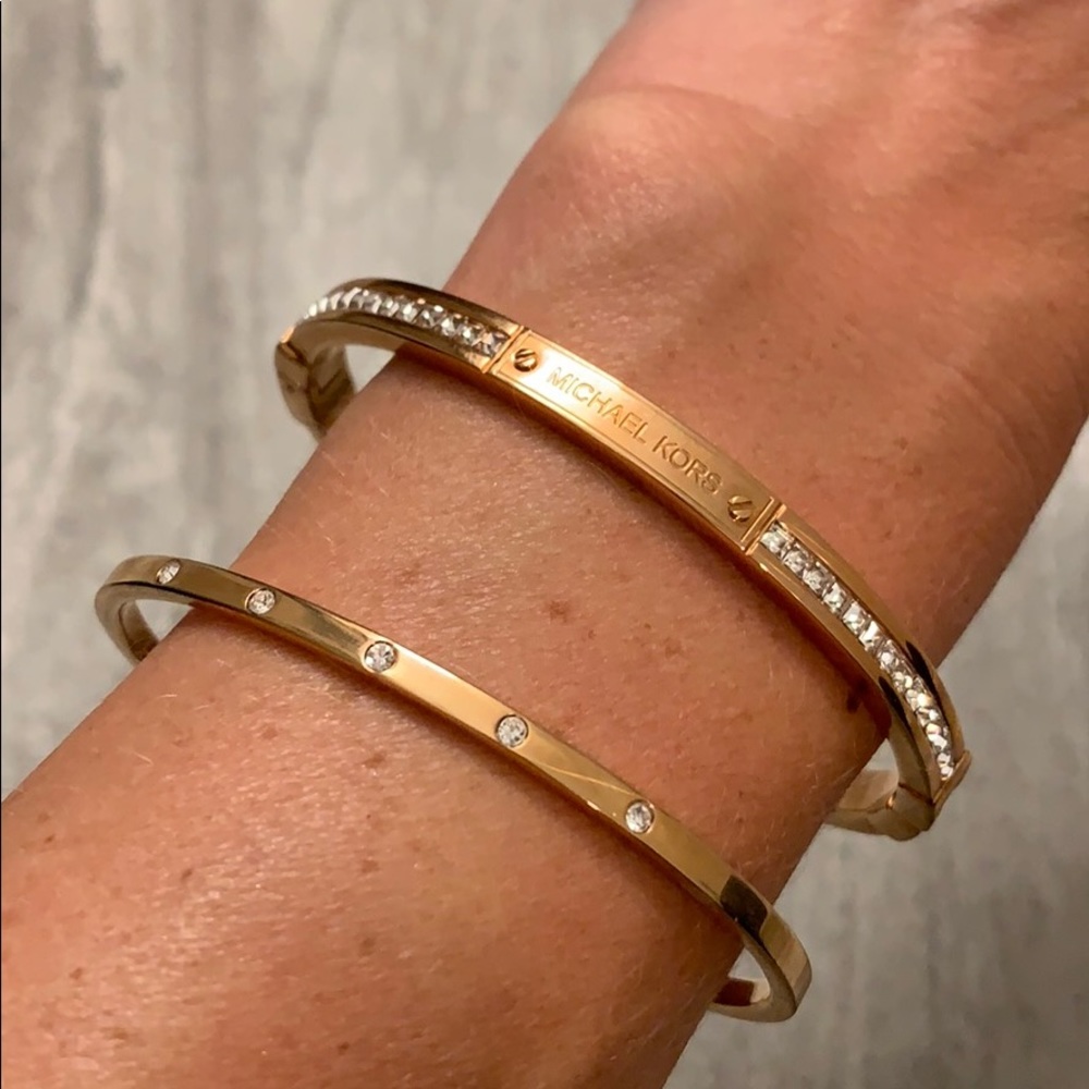 Michael Kors rose gold bangle bracelet set